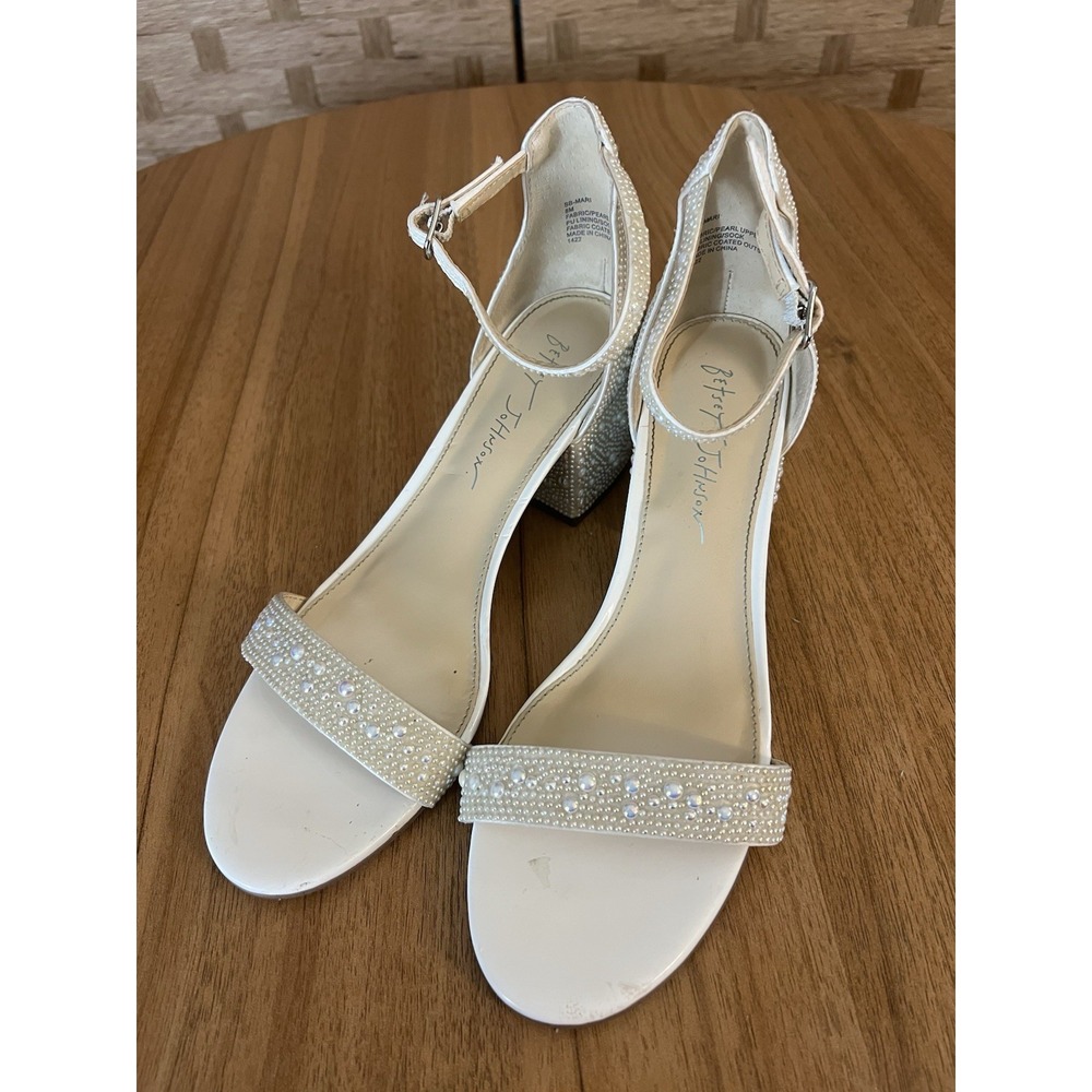 Betsey Johnson White Heels with Rhinestones